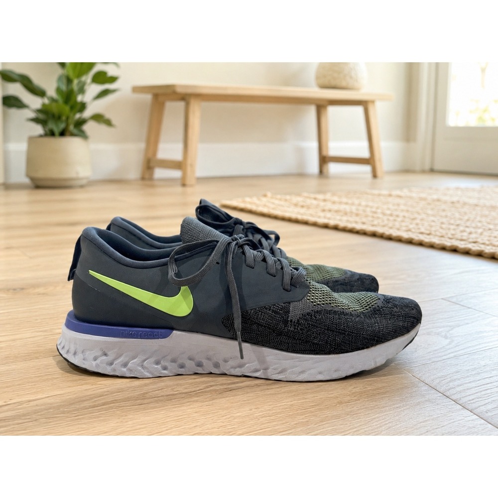 Nike Odyssey React 2‎ Flyknit Gray Mens Sz 12 Running Shoes Sneakers AH1015-401